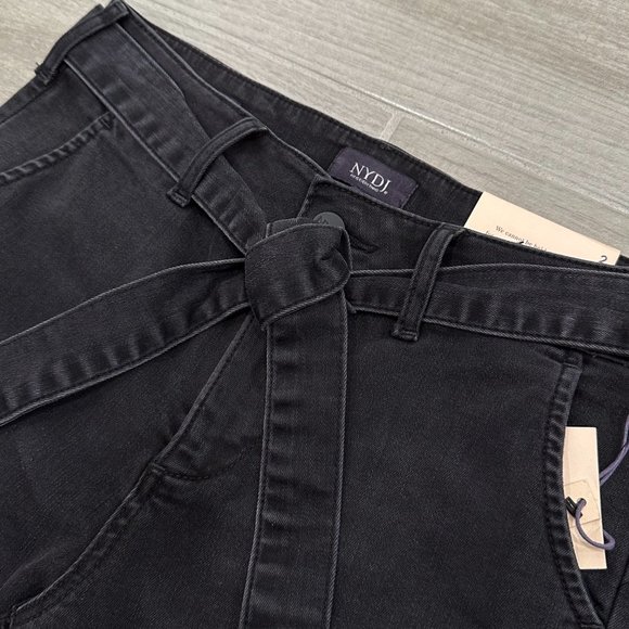 NYDJ Marilyn Mid-Rise Straight Jeans w/ Trouser Detail in Glenbrook Dark Gray - Picture 6 of 16